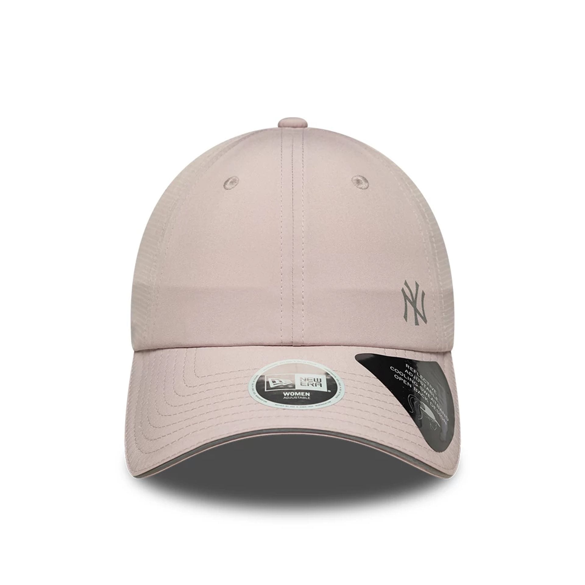 Pictured is this Womens MLB Open Mesh New York Yankees Pony Tail cap in pastel pink. 3