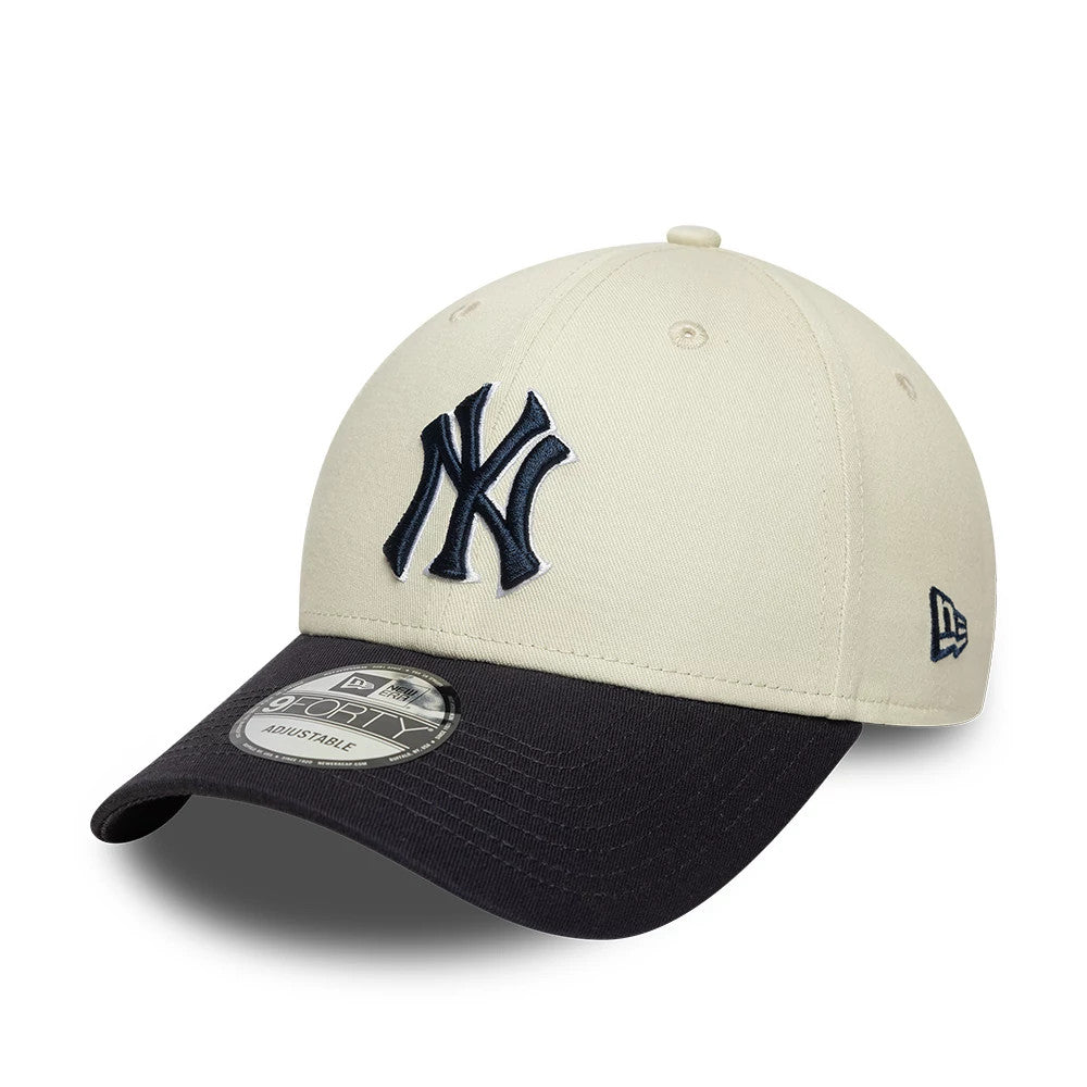 Pictured is this MLB World Series Patch New York Yankees 9FORTY cap in Cream. 3