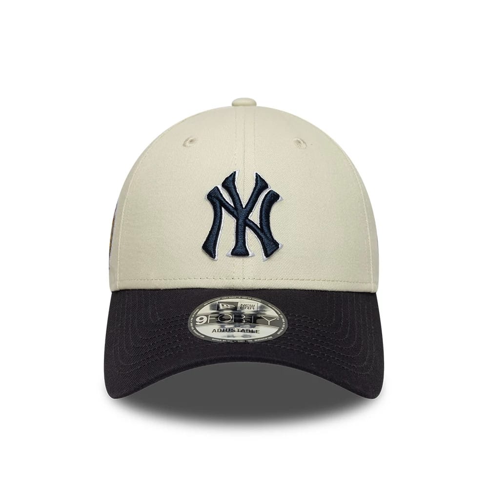 Pictured is this MLB World Series Patch New York Yankees 9FORTY cap in Cream. 2