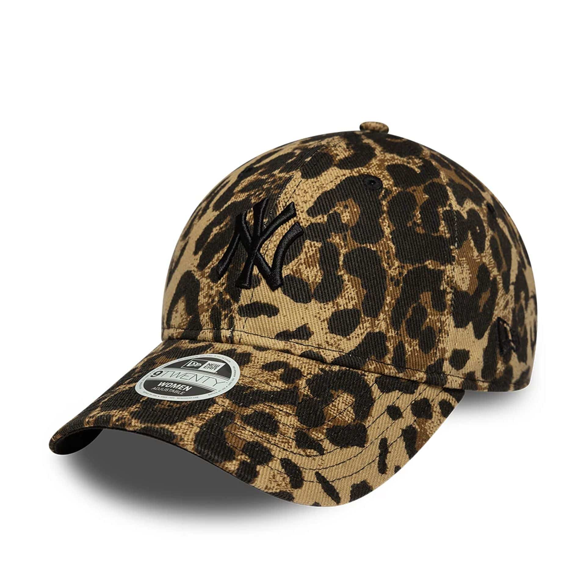 Pictured is this Womens MLB Leopard New York Yankees 9TWENTY cap in dark brown. 1