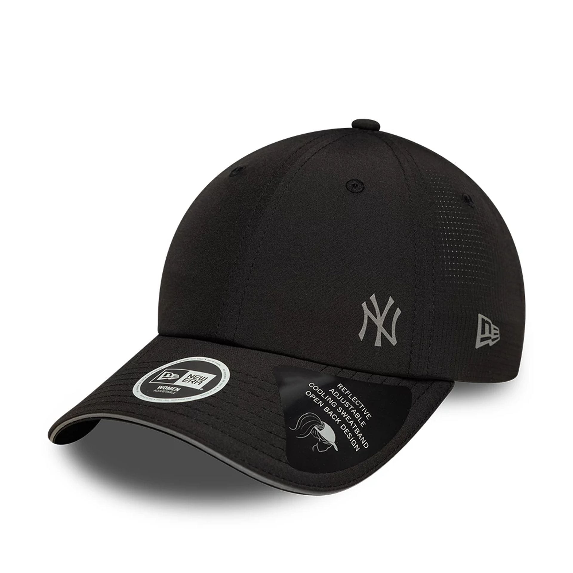 Pictured is this Womens MLB Open Mesh New York Yankees Pony Tail cap in black. 1