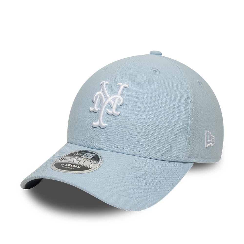 Pictured is this MLB Linen New York Mets 9FORTY M-Crown cap in pastel blue. 1