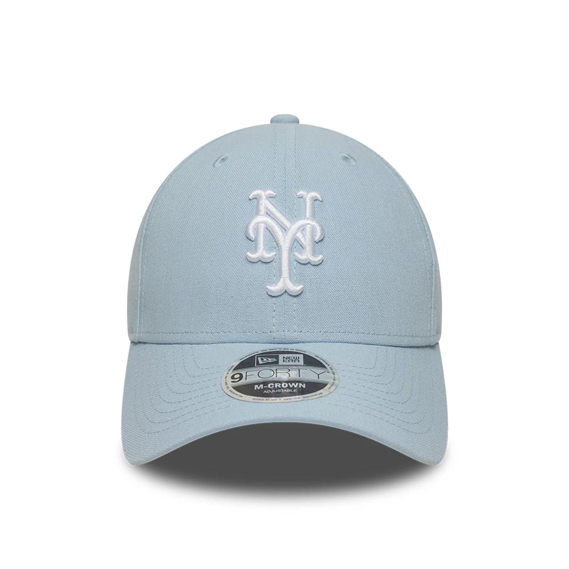 Pictured is this MLB Linen New York Mets 9FORTY M-Crown cap in pastel blue. 2