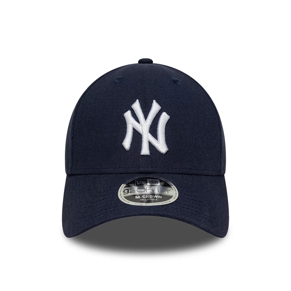 Pictured is this MLB Linen New York Yankees 9FORTY M-Crown cap in navy. 2