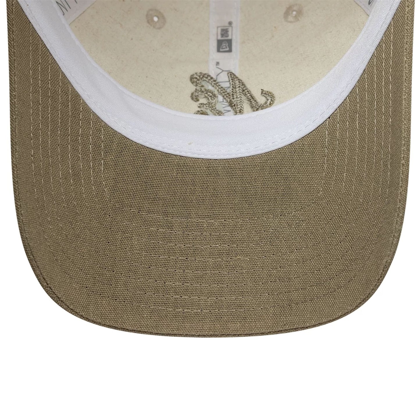 Pictured is this Womens New Era Linen 9TWENTY cap in Beige. 5