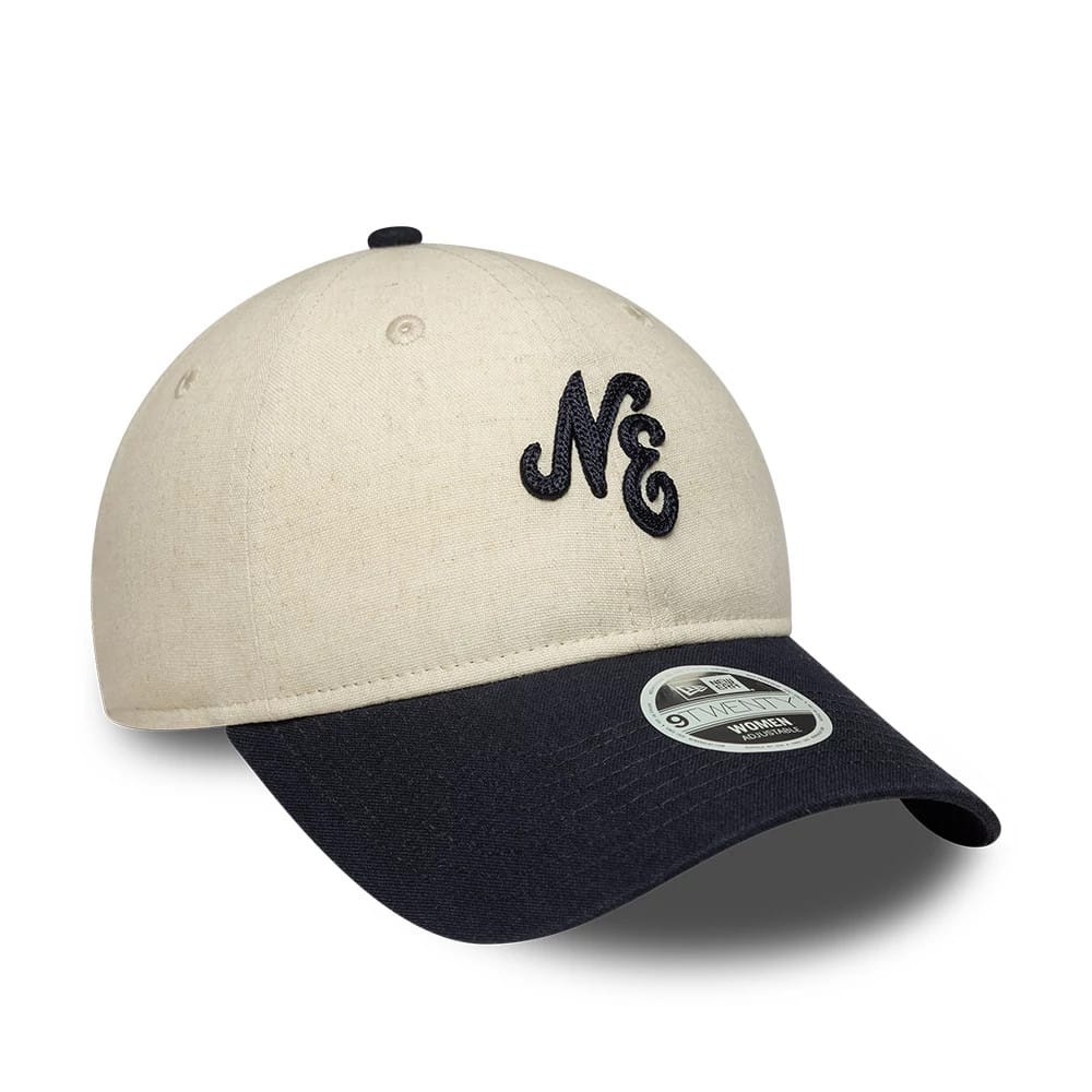 Pictured is this Womens New Era Linen 9TWENTY cap in Navy. 3