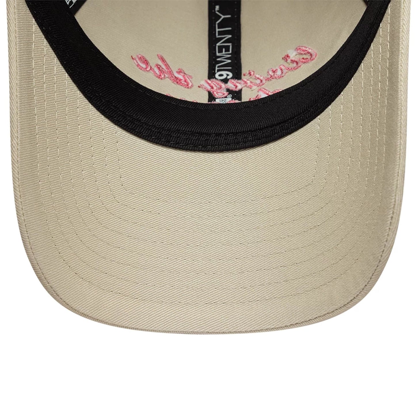 Pictured is this Womens New Era Slogan 9TWENTY cap in Cream. 5