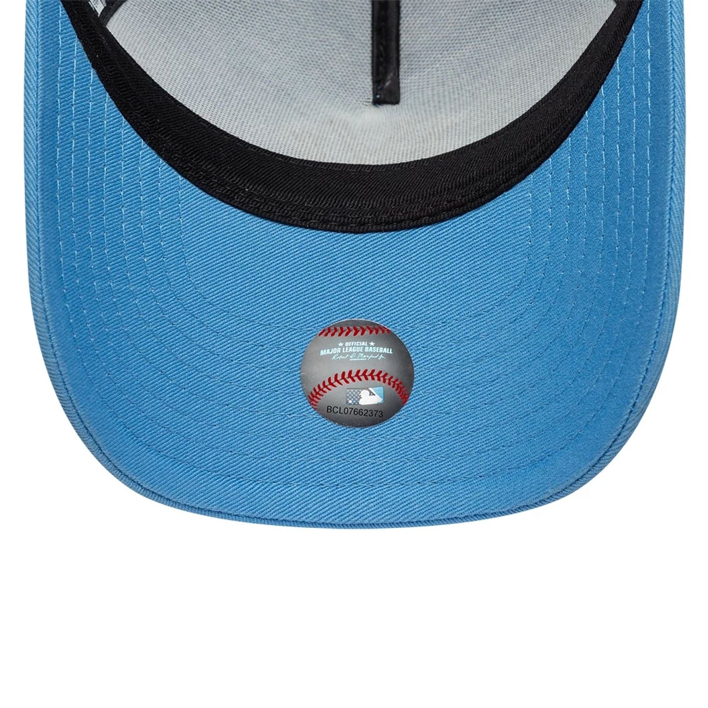 Pictured is this MLB League Essential Youth New York Yankees 9FORTY A-Frame Trucker cap in pastel blue. 5