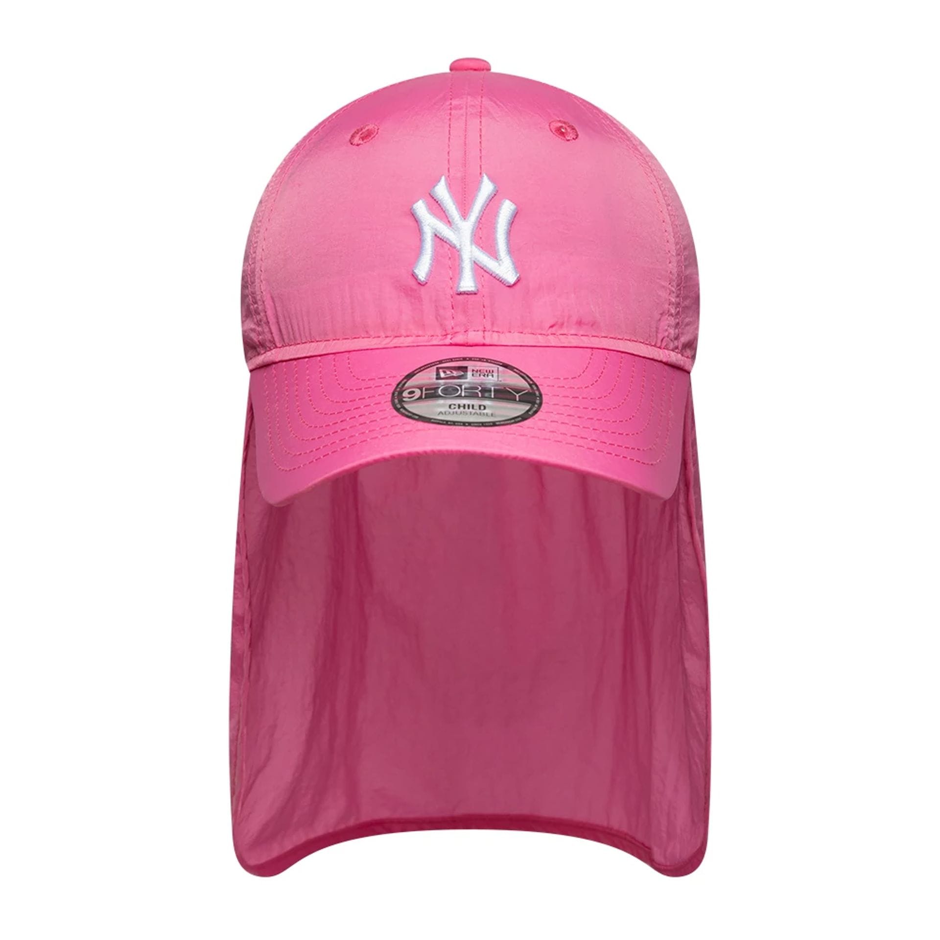 Pictured is this Child MLB Sun Shield New York Yankees 9FORTY cap in pink. 2