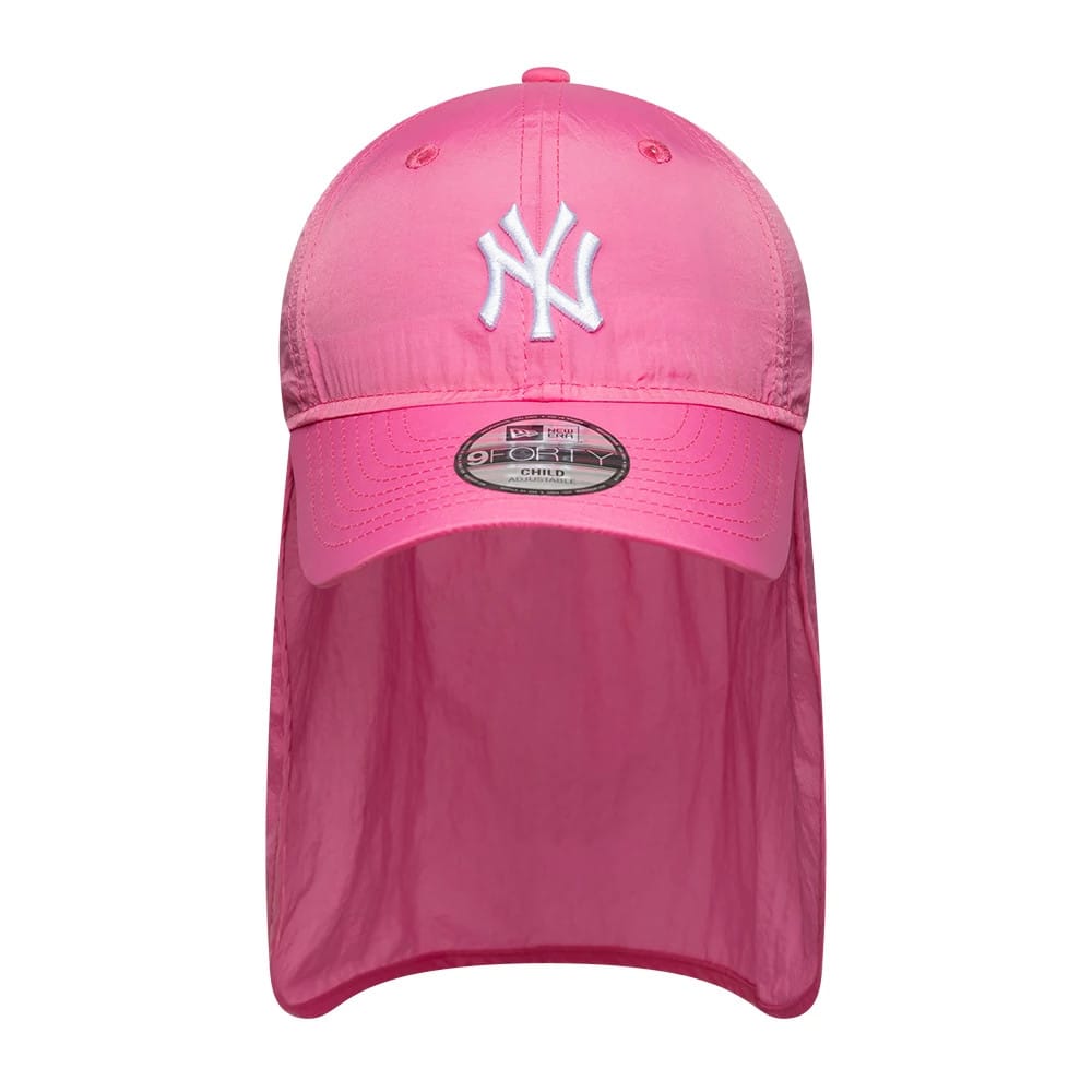 Pictured is this Child MLB Sun Shield New York Yankees 9FORTY cap in pink. 2