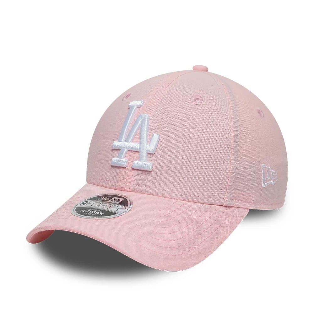 Pictured is this Youth MLB Linen LA Dodgers 9FORTY M-Crown cap in pastel pink. 1