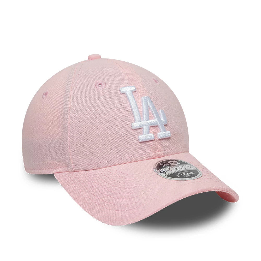 Pictured is this Youth MLB Linen LA Dodgers 9FORTY M-Crown cap in pastel pink. 3