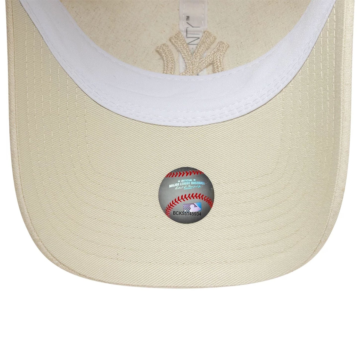 Pictured is this Womens MLB Linen New York Yankees 9TWENTY cap in light beige. 5