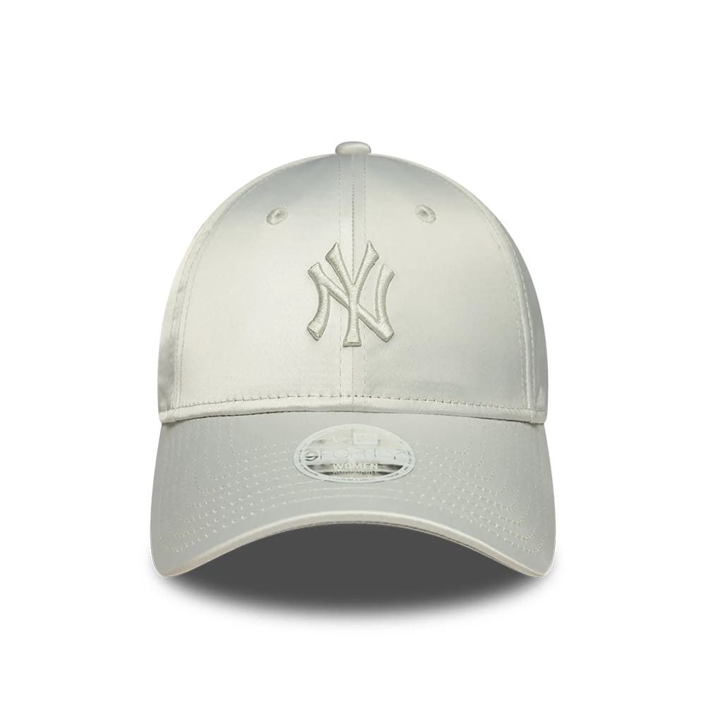 Pictured is this Womens MLB Satin Bow Back New York Yankees 9FORTY cap in grey. 3
