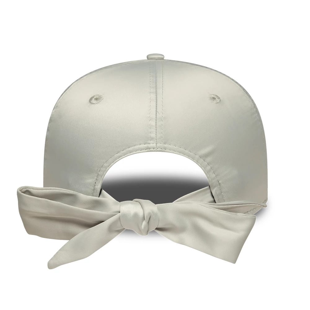 Pictured is this Womens MLB Satin Bow Back New York Yankees 9FORTY cap in grey. 2