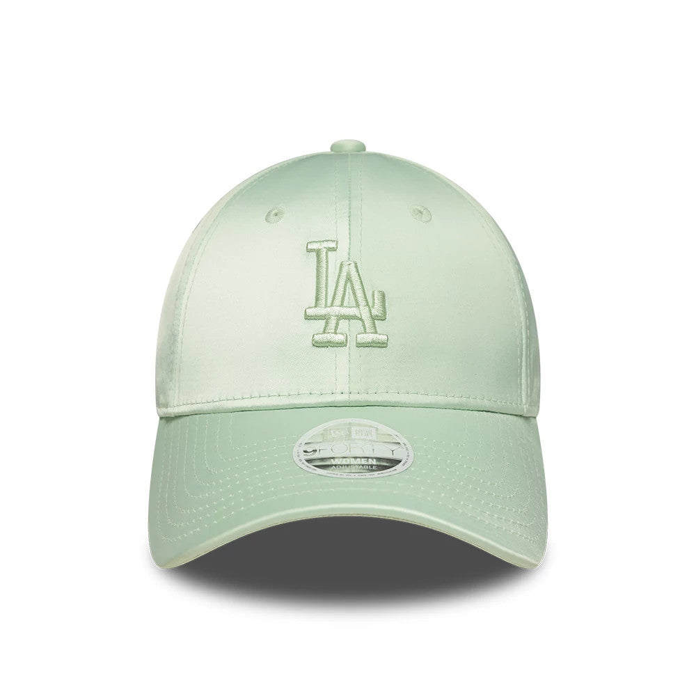 Pictured is this Womens MLB Satin Bow Back LA Dodgers 9FORTY cap in pastel green. 3