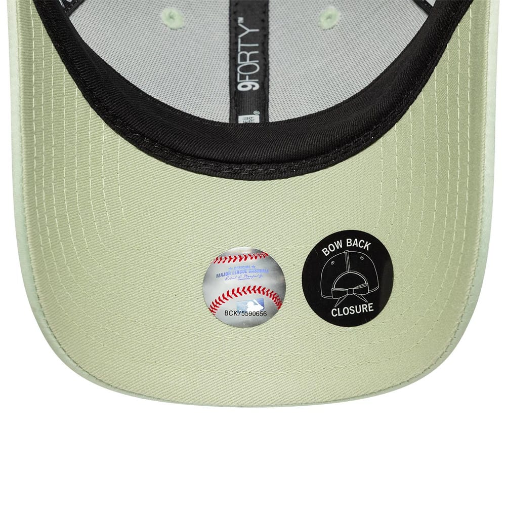 Pictured is this Womens MLB Satin Bow Back LA Dodgers 9FORTY cap in pastel green. 5