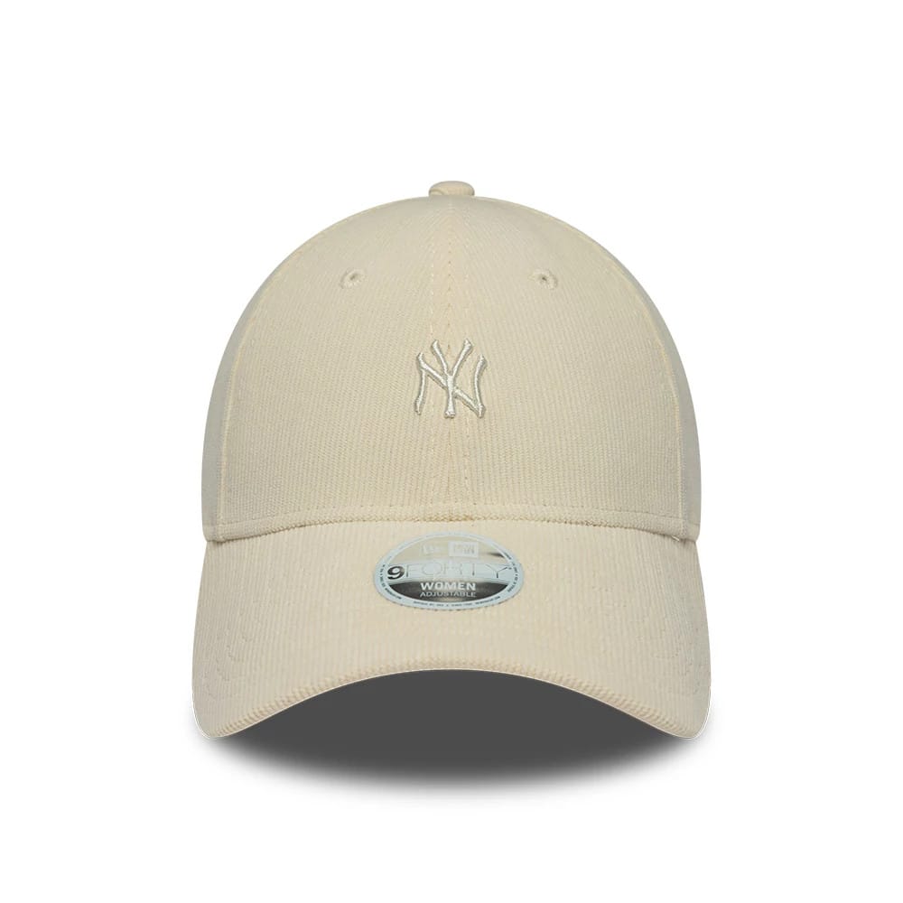 Pictured is this Womens MLB Cord Midi New York Yankees 9FORTY cap in Cream. 2