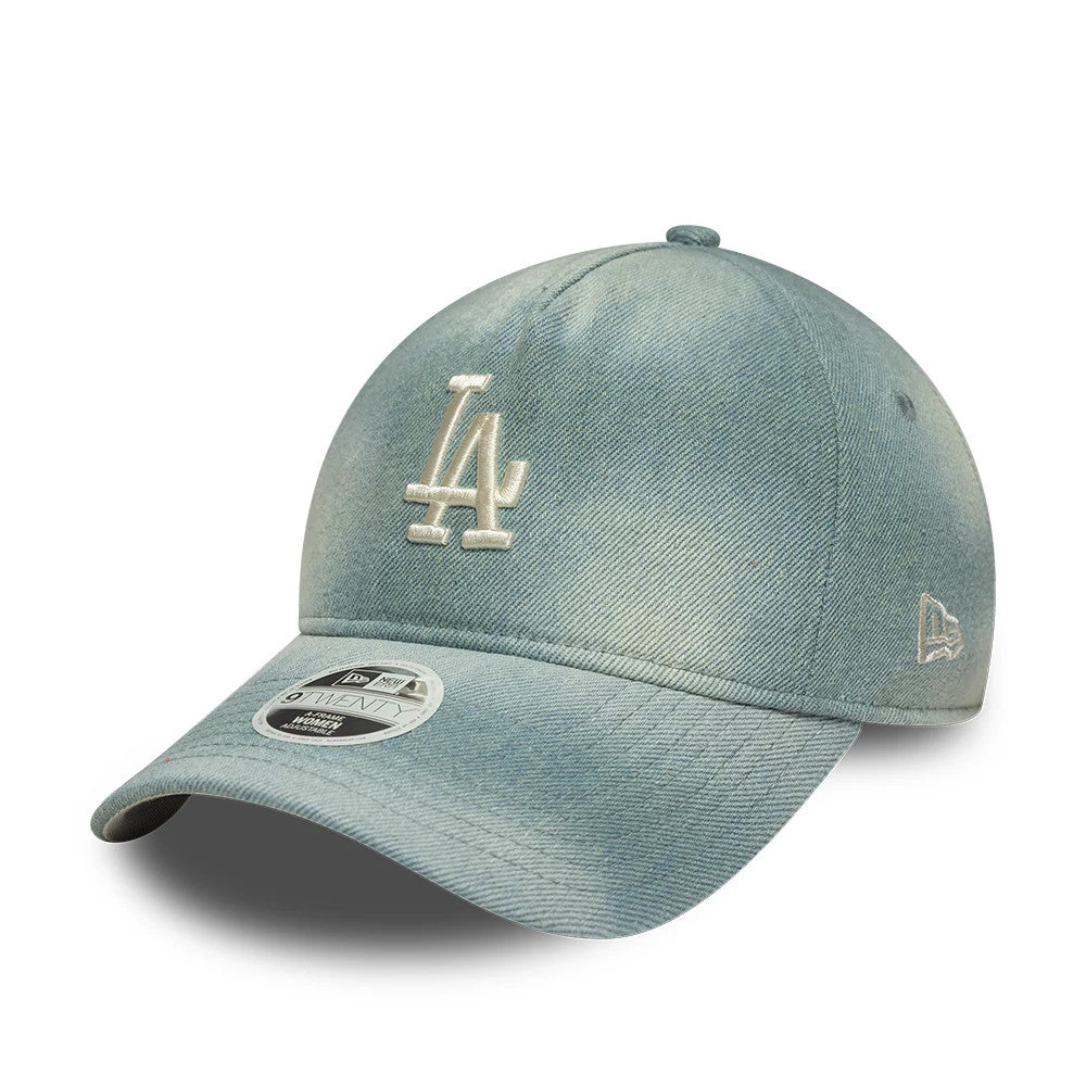 Pictured is this Womens MLB Denim LA Dodgers 9TWENTY A-Frame cap in Light Blue. 1