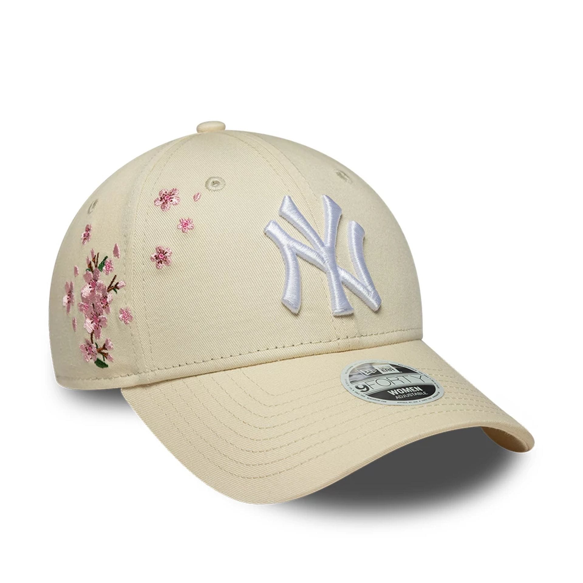 Pictured is this Womens MLB Floral Icon New York Yankees 9FORTY cap in Cream. 1
