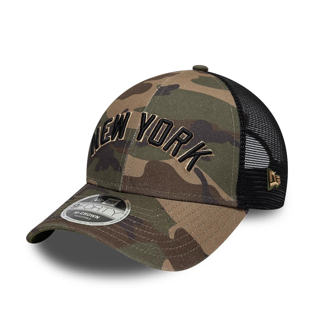 Pictured is this MLB Wordmark New York Yankees 9FORTY M-Crown cap in Woodland Camo. 1
