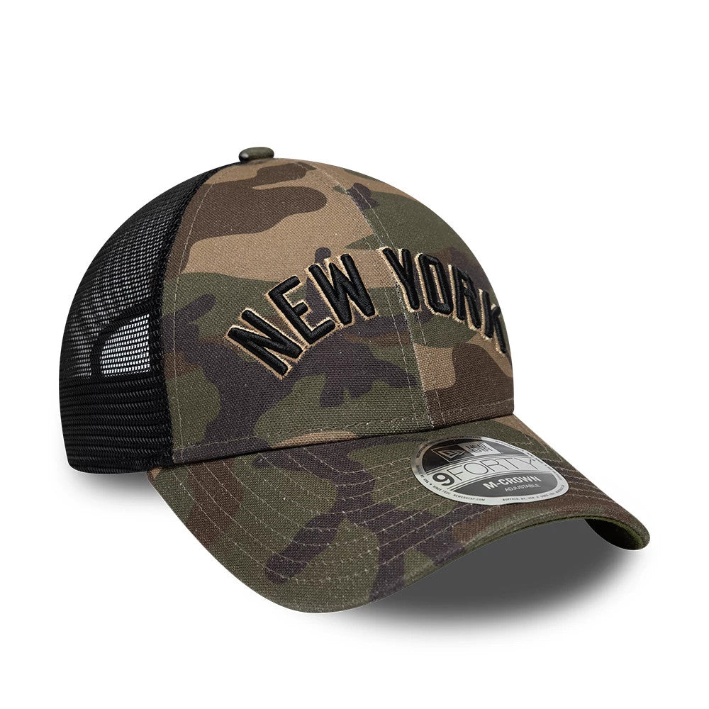 Pictured is this MLB Wordmark New York Yankees 9FORTY M-Crown cap in Woodland Camo. 3