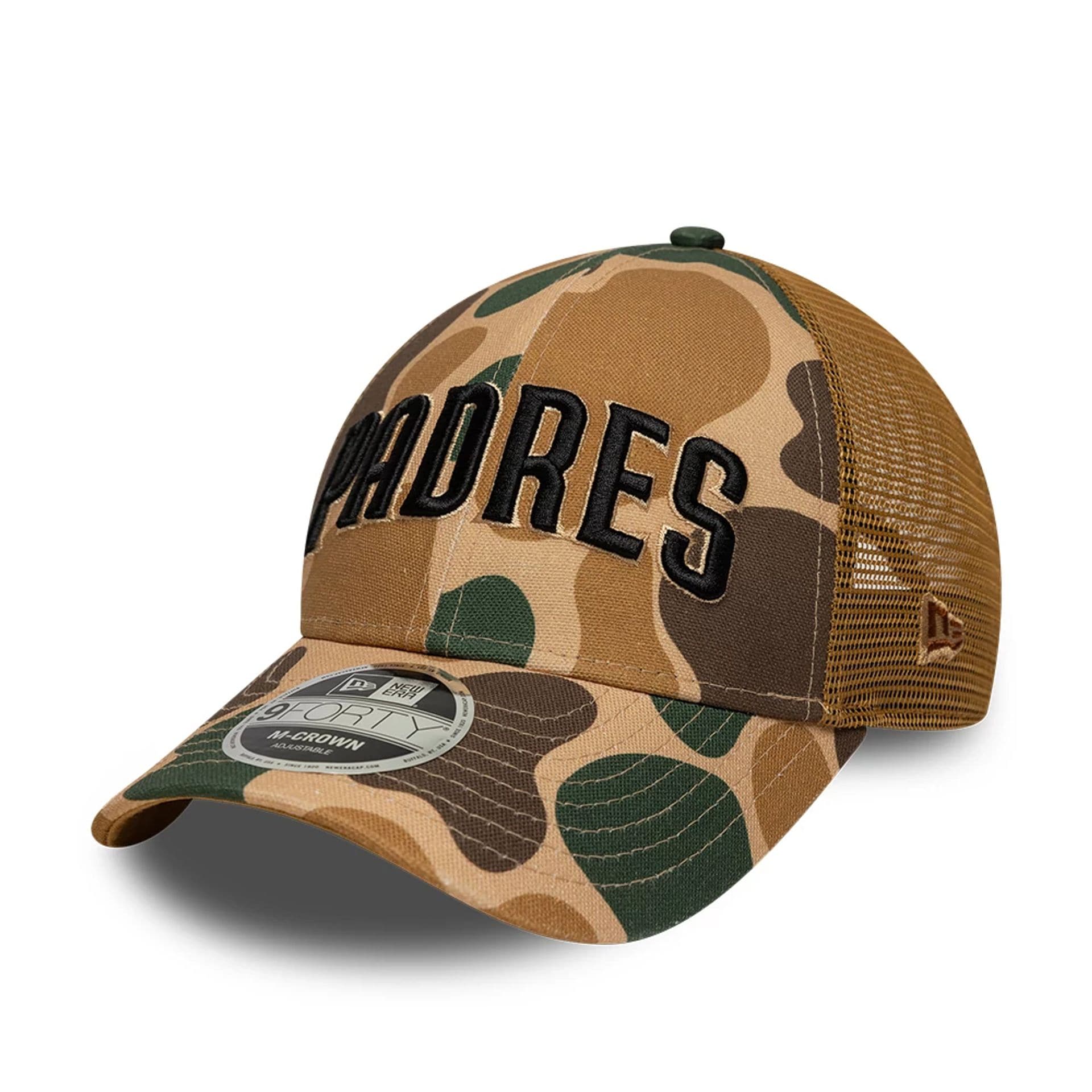 Pictured is this MLB Wordmark San Diego Padres 9FORTY M-Crown cap in Duck Camo. 1