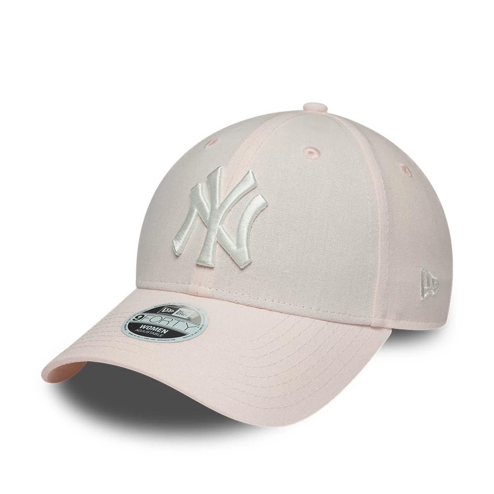 Pictured is this Womens MLB Linen New York Yankees 9FORTY cap in pastel pink. 1