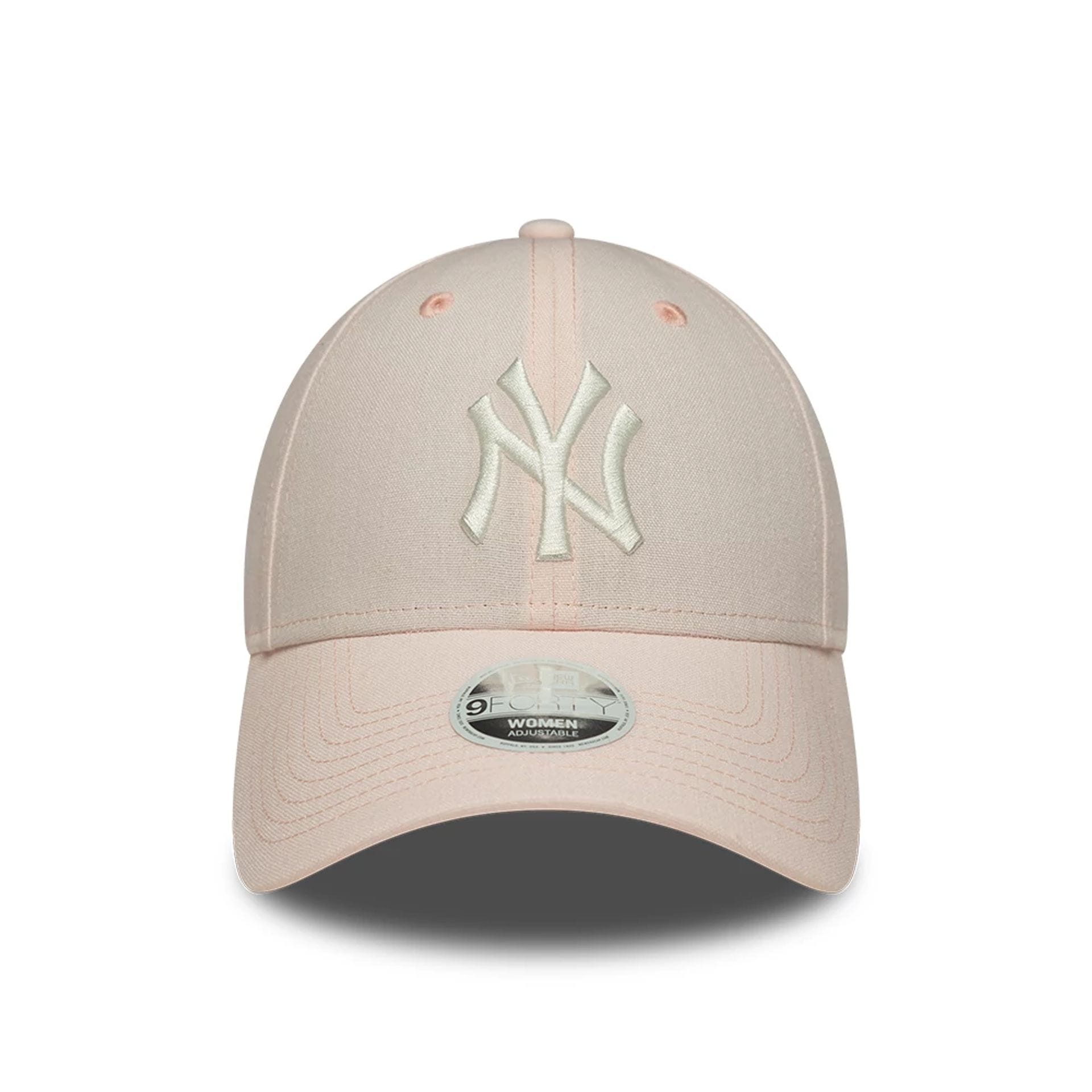 Pictured is this Womens MLB Linen New York Yankees 9FORTY cap in pastel pink. 2