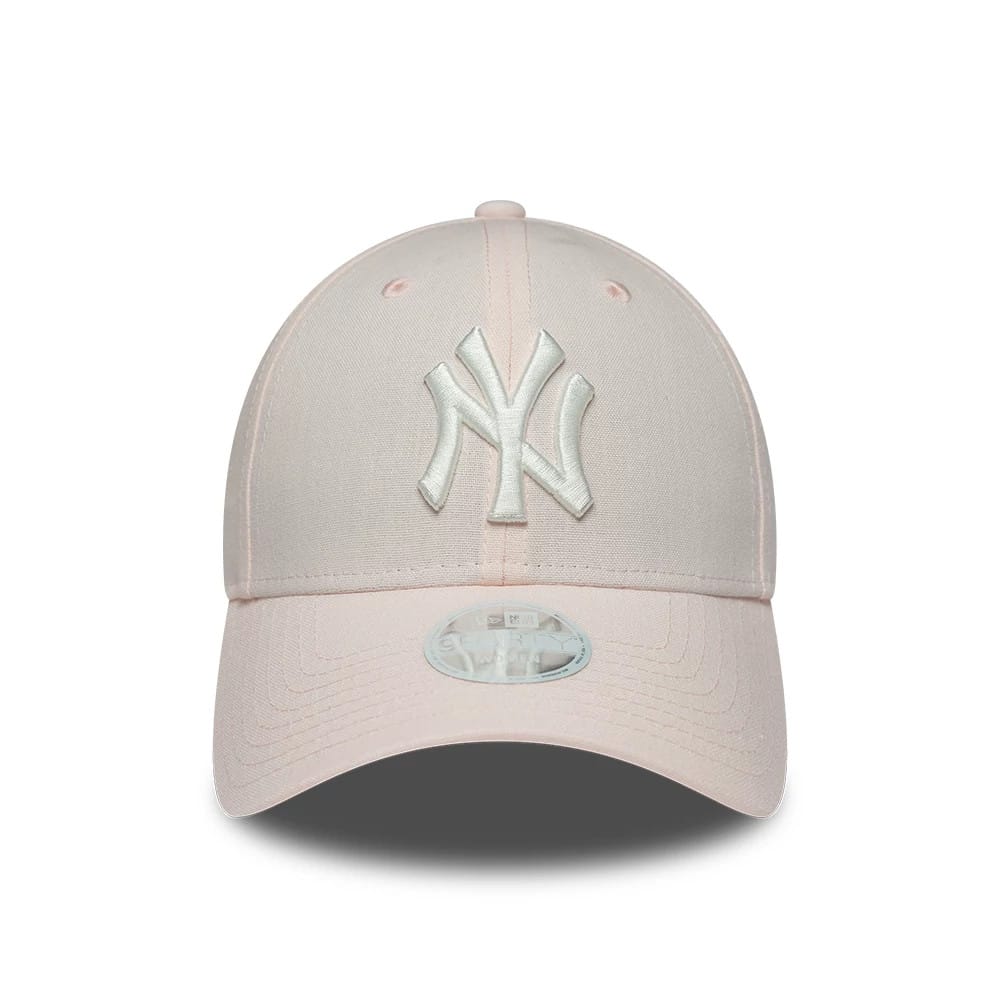 Pictured is this Womens MLB Linen New York Yankees 9FORTY cap in pastel pink. 2