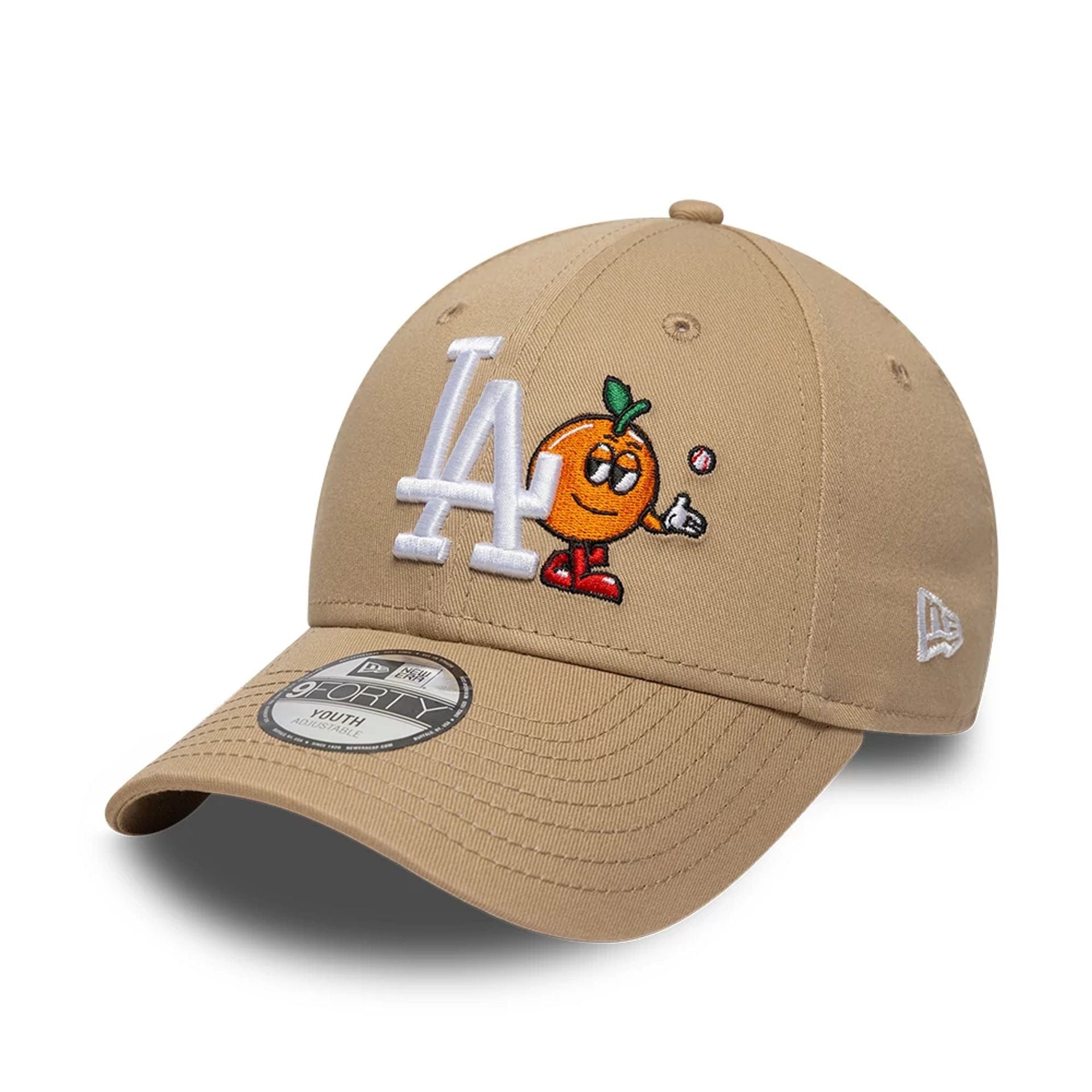 Pictured is this Youth MLB Icon LA Dodgers 9FORTY cap in light beige. 1