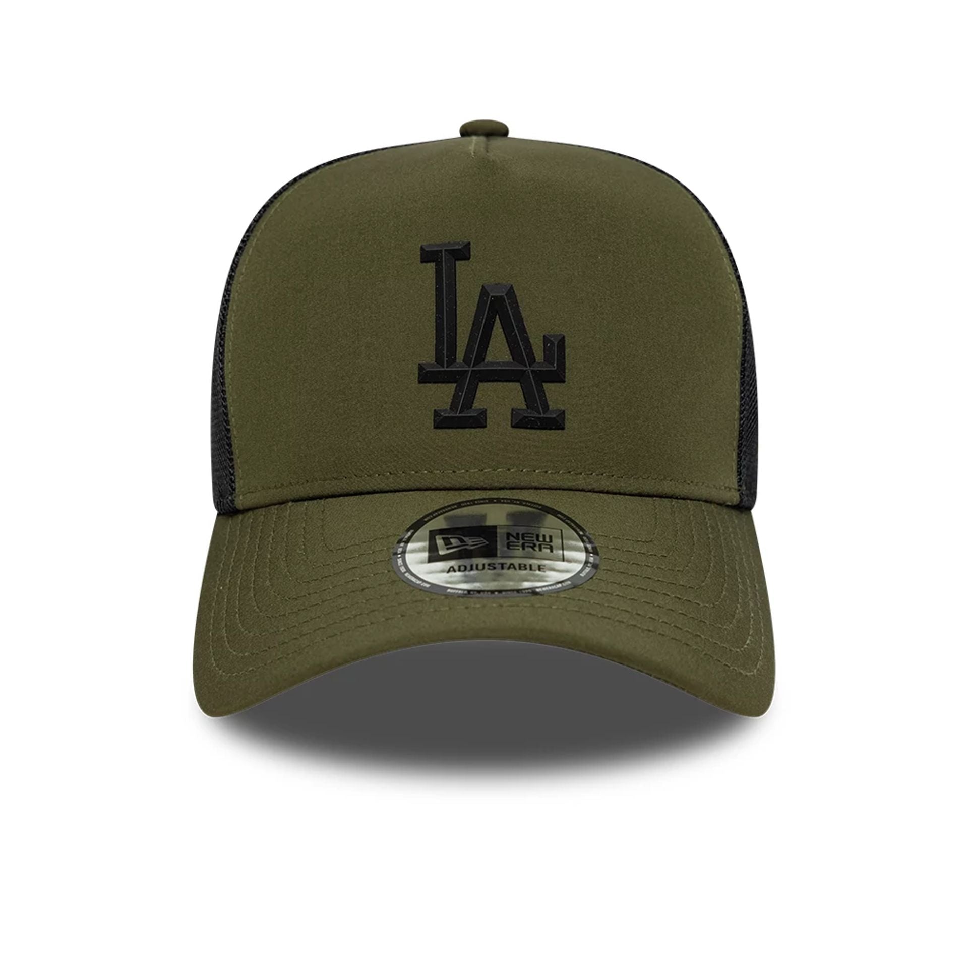 Pictured is this MLB Sport LA Dodgers 9FORTY A-Frame Trucker cap in Dark Green. 2