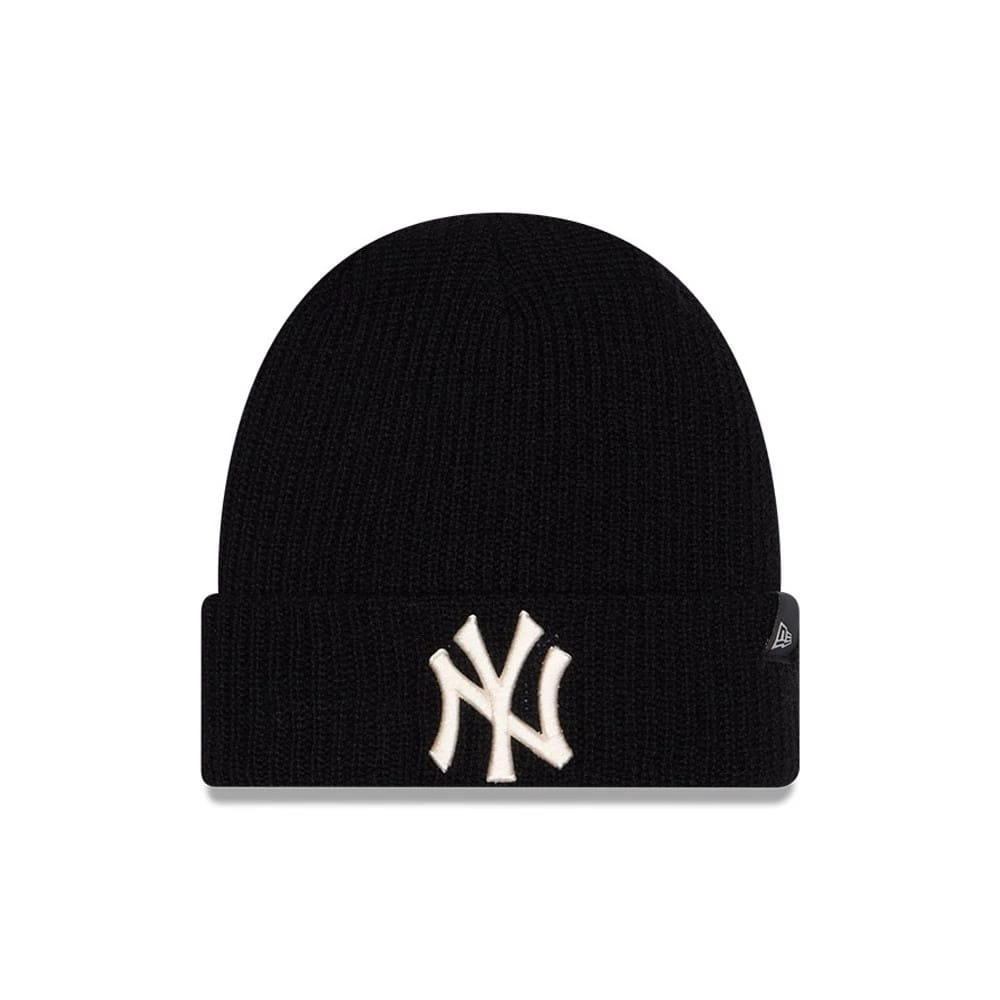 Pictured is this MLB Cashmere Knit New York Yankees Cuff Knit Beanie hat in black. 1
