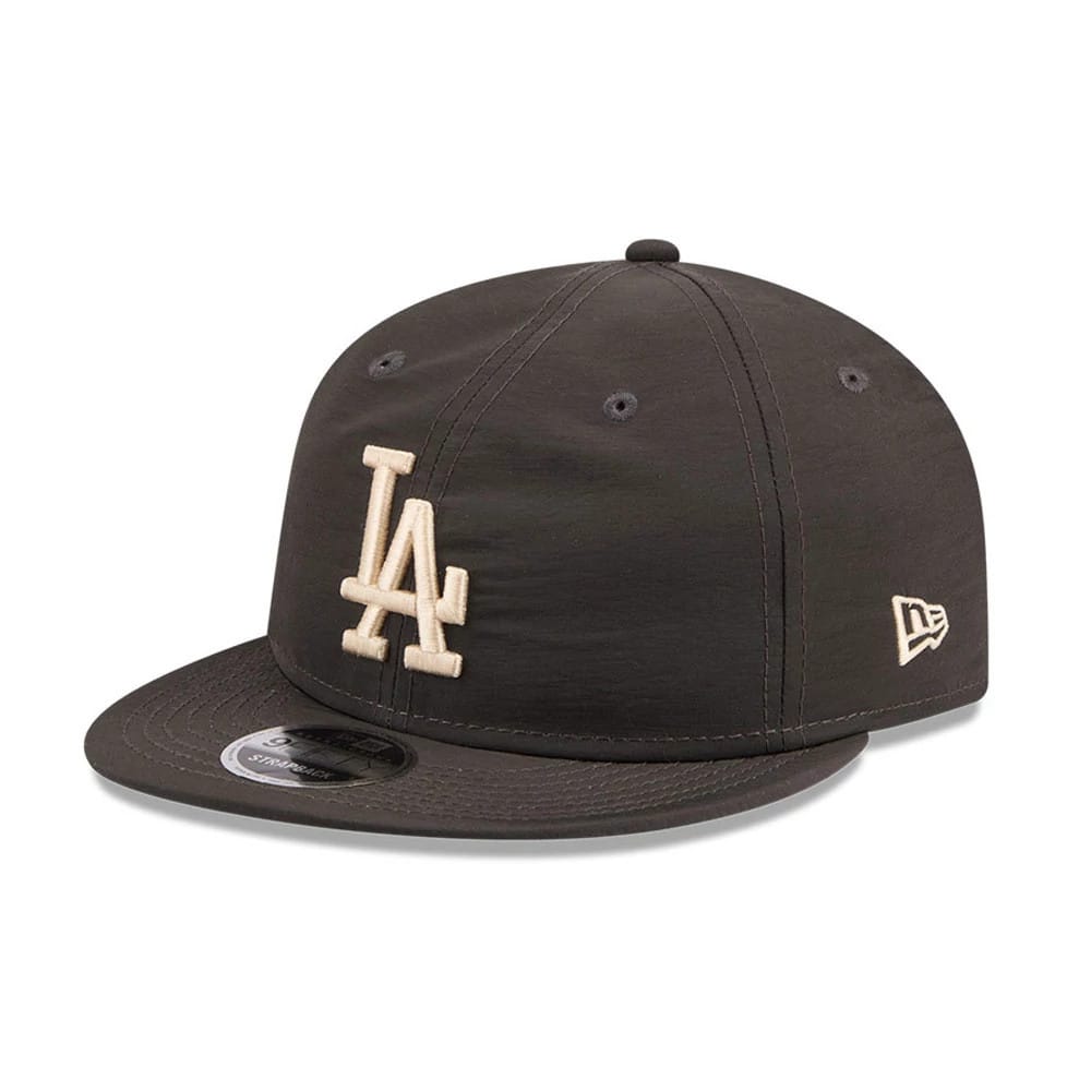 Pictured is this MLB Nylon LA Dodgers Retro Crown 9FIFTY cap in black. 1