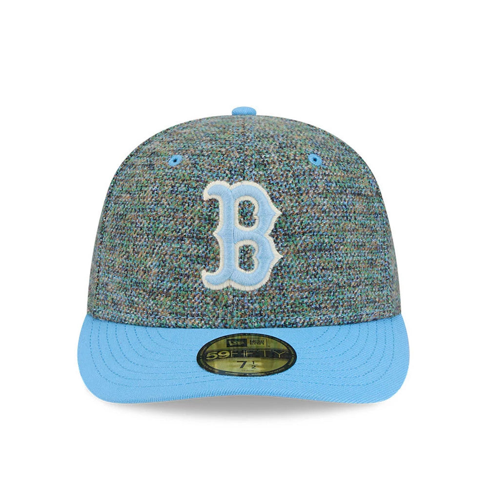 Pictured is this MLB Tweedy Cotton Boston Red Sox 59FIFTY Fitted cap in pastel blue. 3