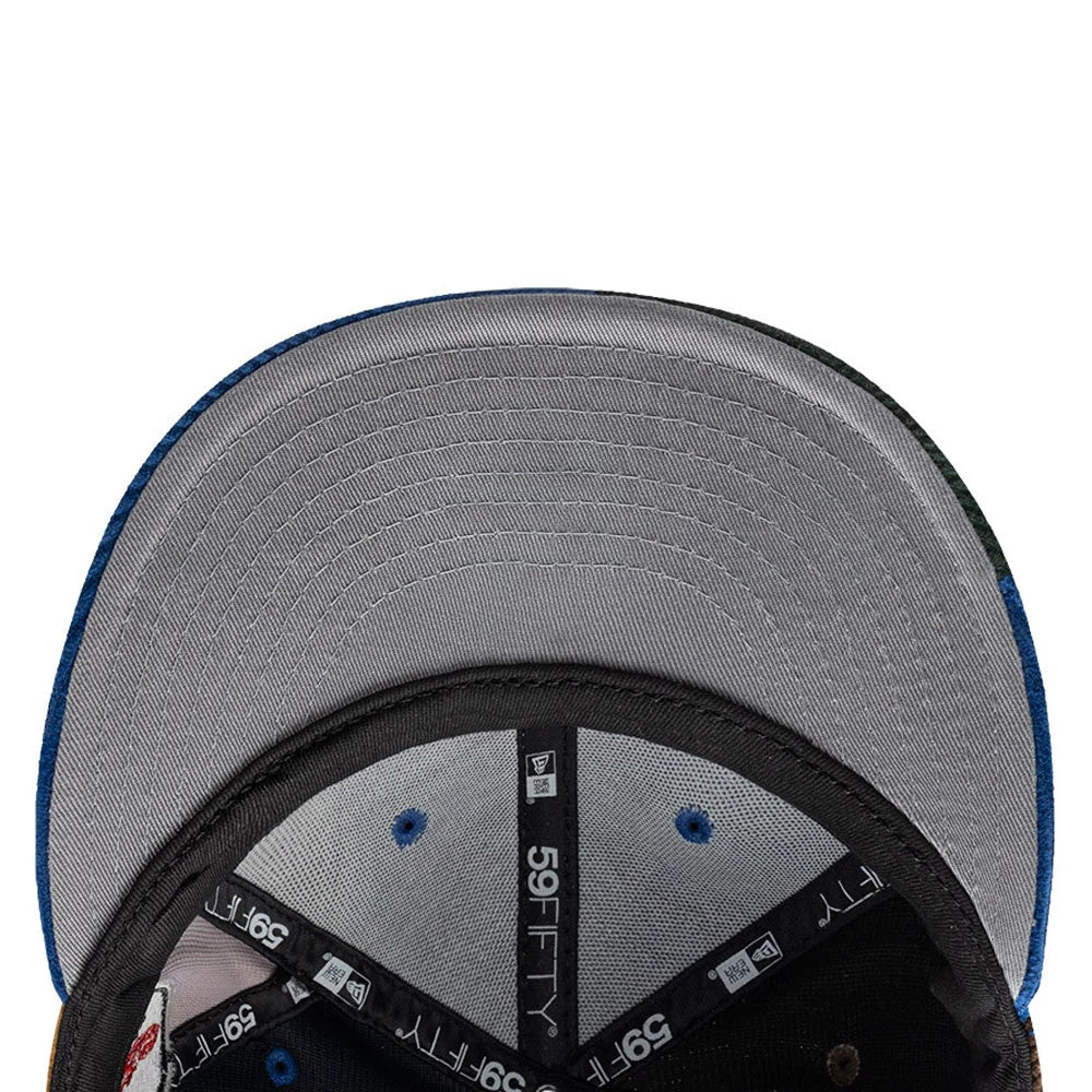 Pictured is this MLB Patchwork LA Dodgers 59FIFTY Fitted cap in dark blue. 2