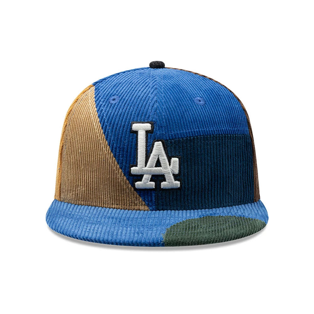 Pictured is this MLB Patchwork LA Dodgers 59FIFTY Fitted cap in dark blue. 3