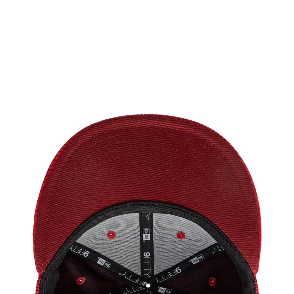 Pictured is this NBA Old English Chicago Bulls 9FIFTY Snapback cap in red. 5