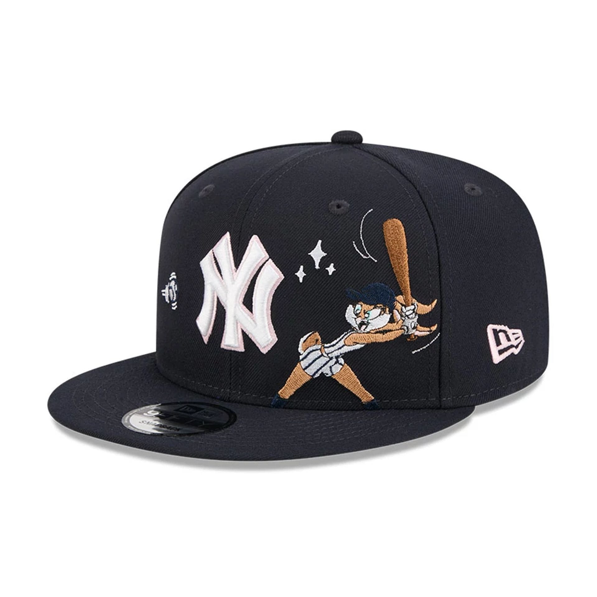 Pictured is this MLB X Looney Tunes Lola Bunny New York Yankees 9FIFTY Snapback Adjustable cap in navy. 1
