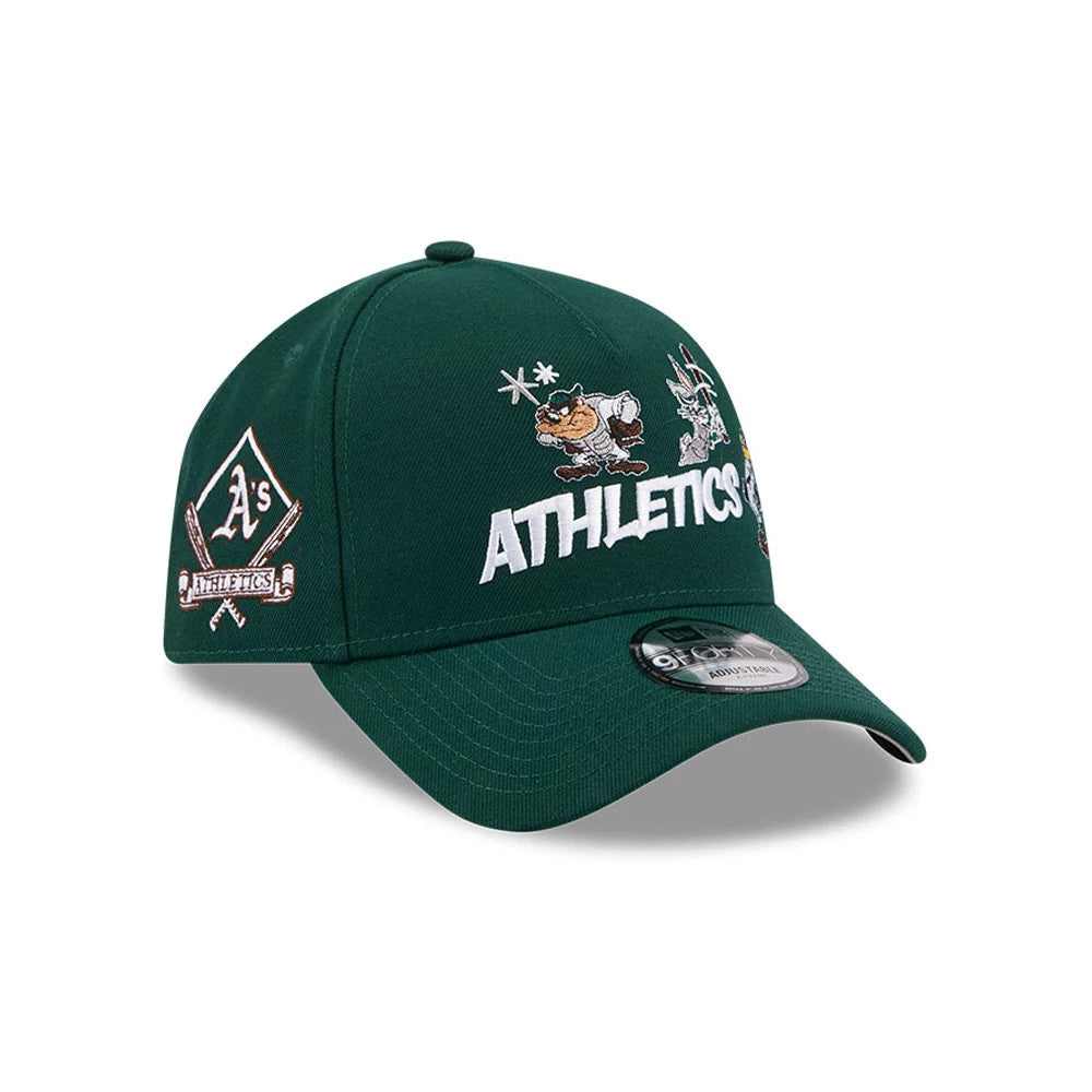 Pictured is this MLB X Looney Tunes Athletics 9FORTY A-Frame Adjustable cap in dark green. 4