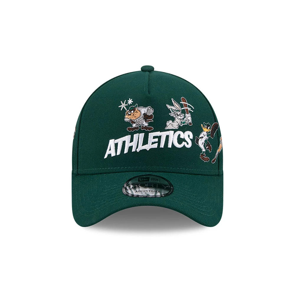 Pictured is this MLB X Looney Tunes Athletics 9FORTY A-Frame Adjustable cap in dark green. 3