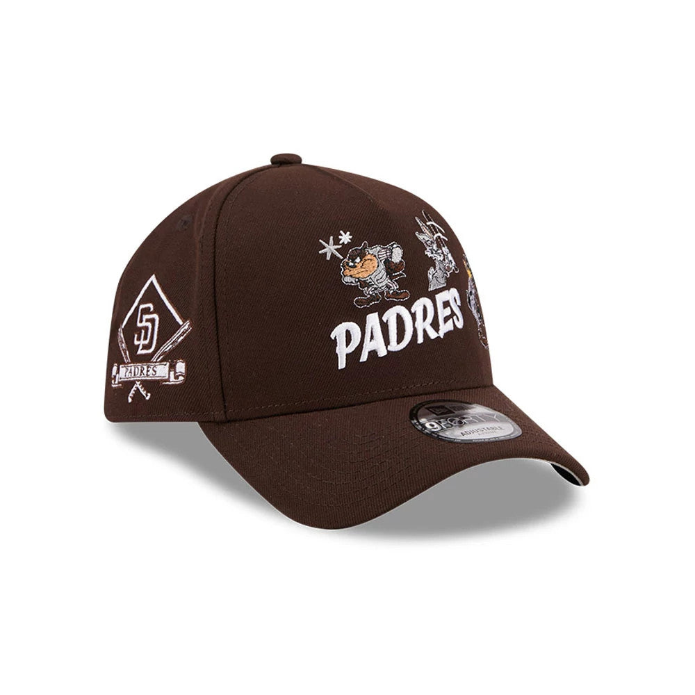 Pictured is this MLB X Looney Tunes San Diego Padres 9FORTY A-Frame Adjustable cap in dark brown. 4