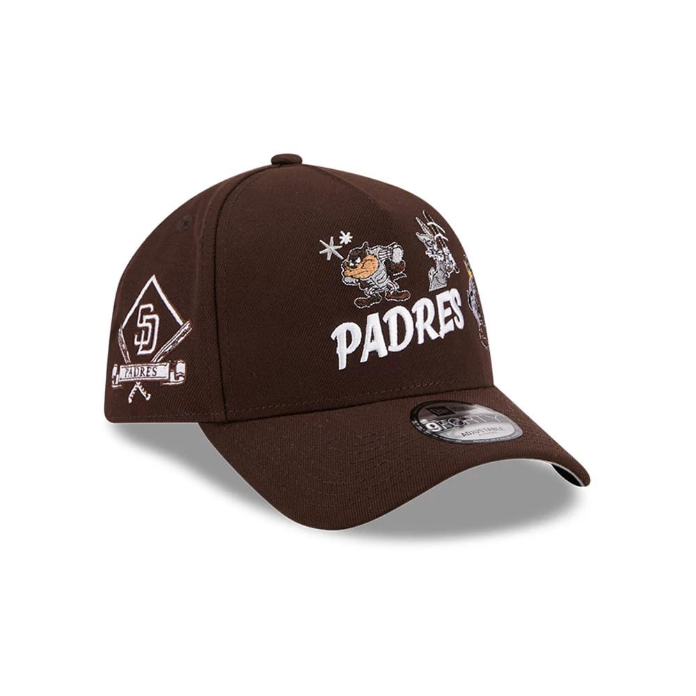 Pictured is this MLB X Looney Tunes San Diego Padres 9FORTY A-Frame Adjustable cap in dark brown. 4