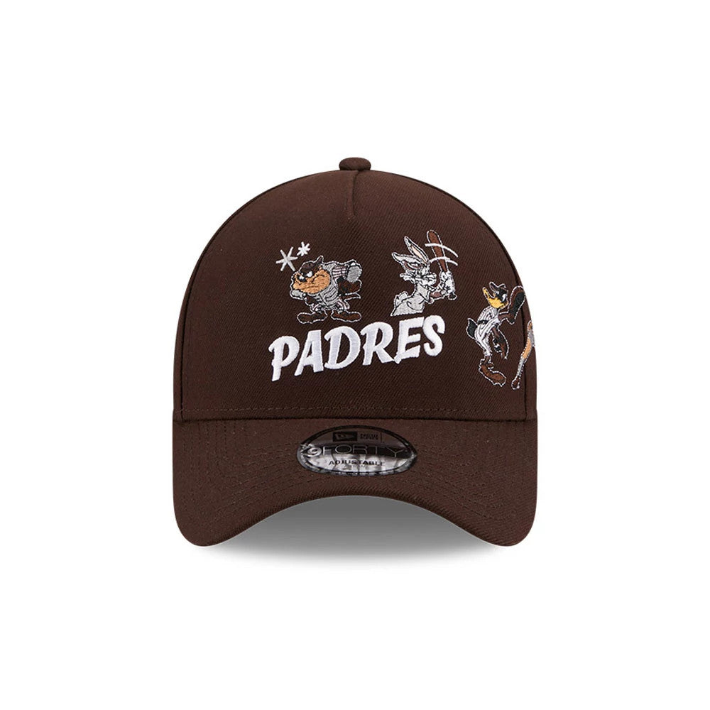 Pictured is this MLB X Looney Tunes San Diego Padres 9FORTY A-Frame Adjustable cap in dark brown. 3
