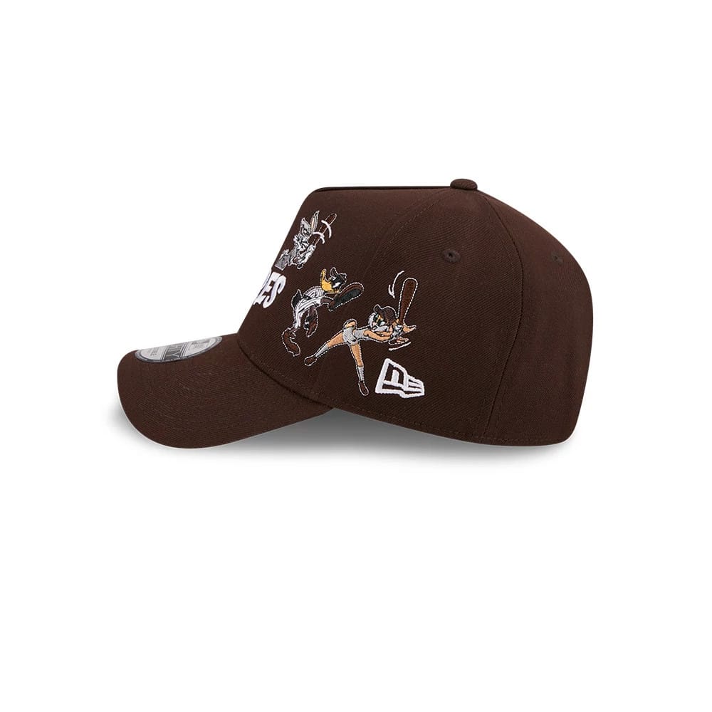 Pictured is this MLB X Looney Tunes San Diego Padres 9FORTY A-Frame Adjustable cap in dark brown. 7