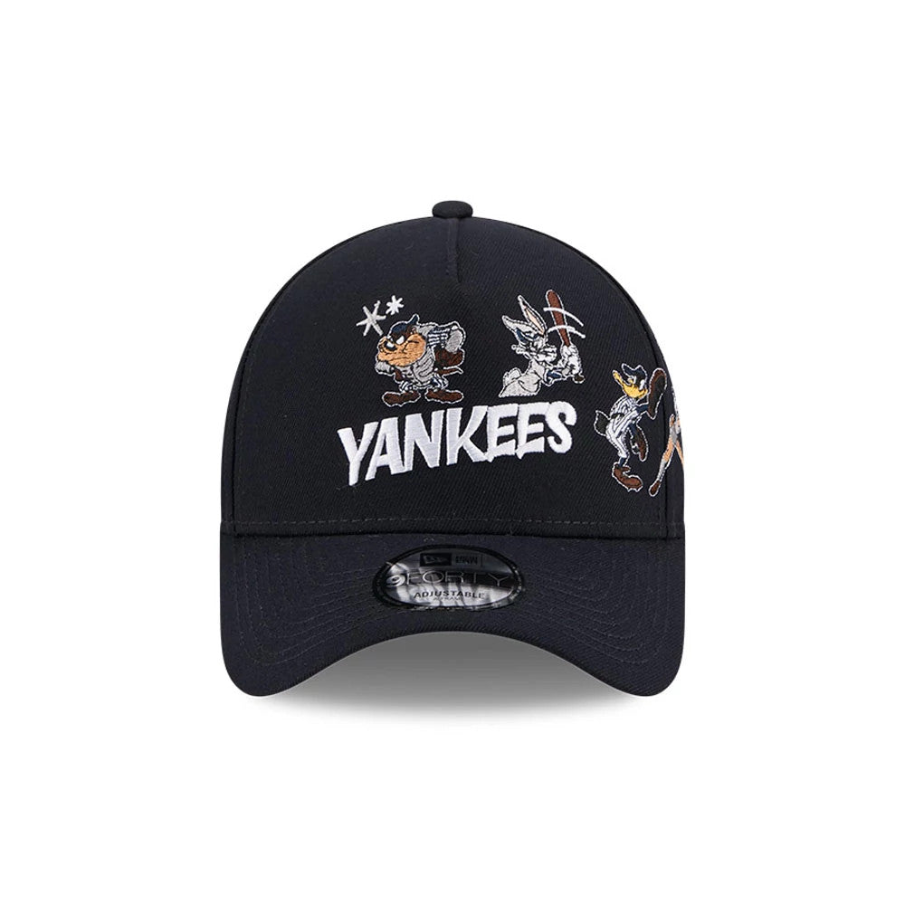 Pictured is this MLB X Looney Tunes New York Yankees 9FORTY A-Frame Adjustable cap in navy. 3