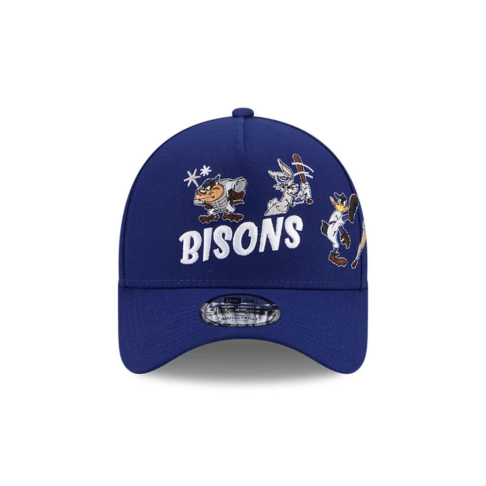 Pictured is this MiLB X Looney Tunes Buffalo Bisons 9FORTY A-Frame Adjustable cap in dark blue. 3