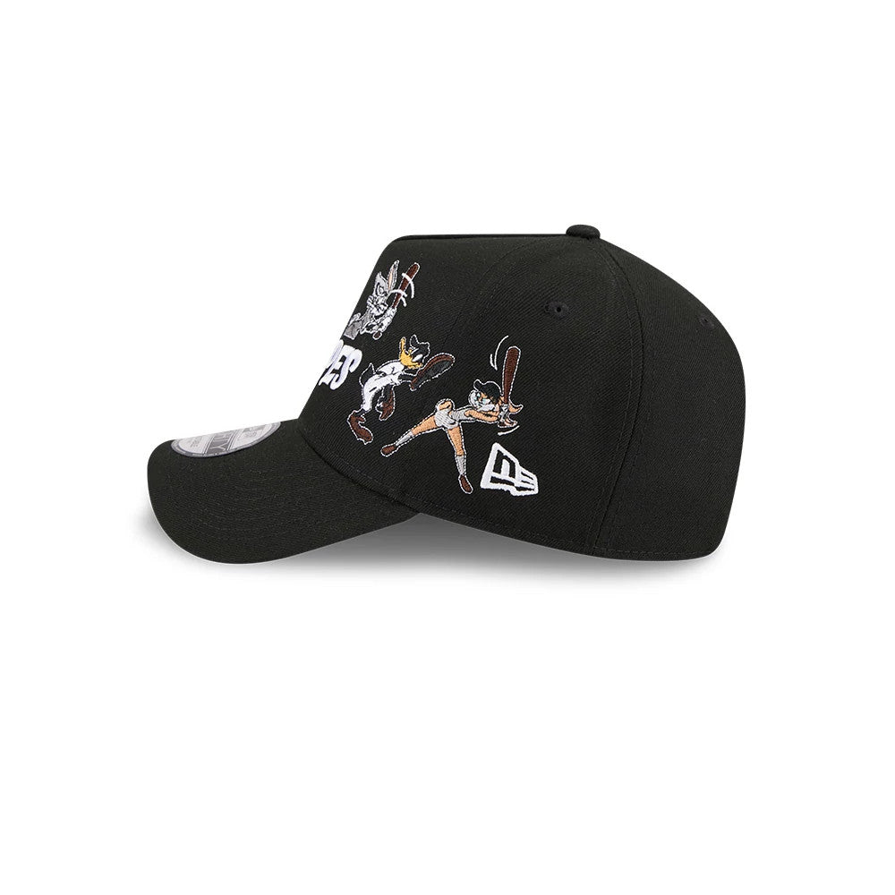Pictured is this MiLB X Looney Tunes Albuquerque Isotopes 9FORTY A-Frame Adjustable cap in black. 7