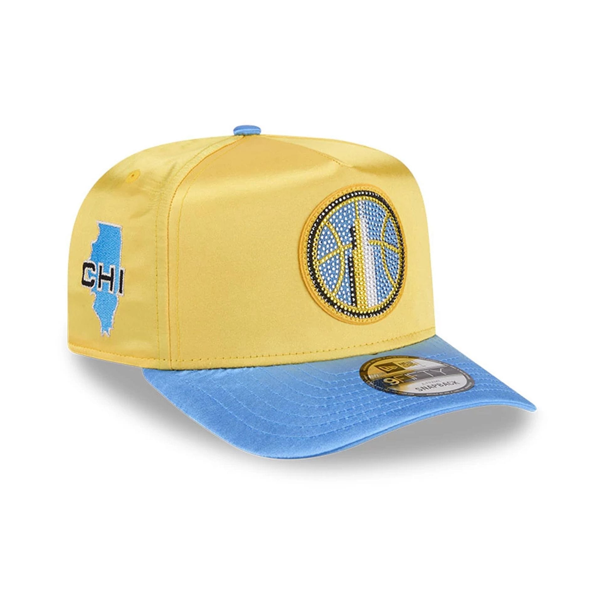 Pictured is this WNBA Draft 2026 Chicago Sky 9FIFTY A-Frame Snapback cap in yellow. 1
