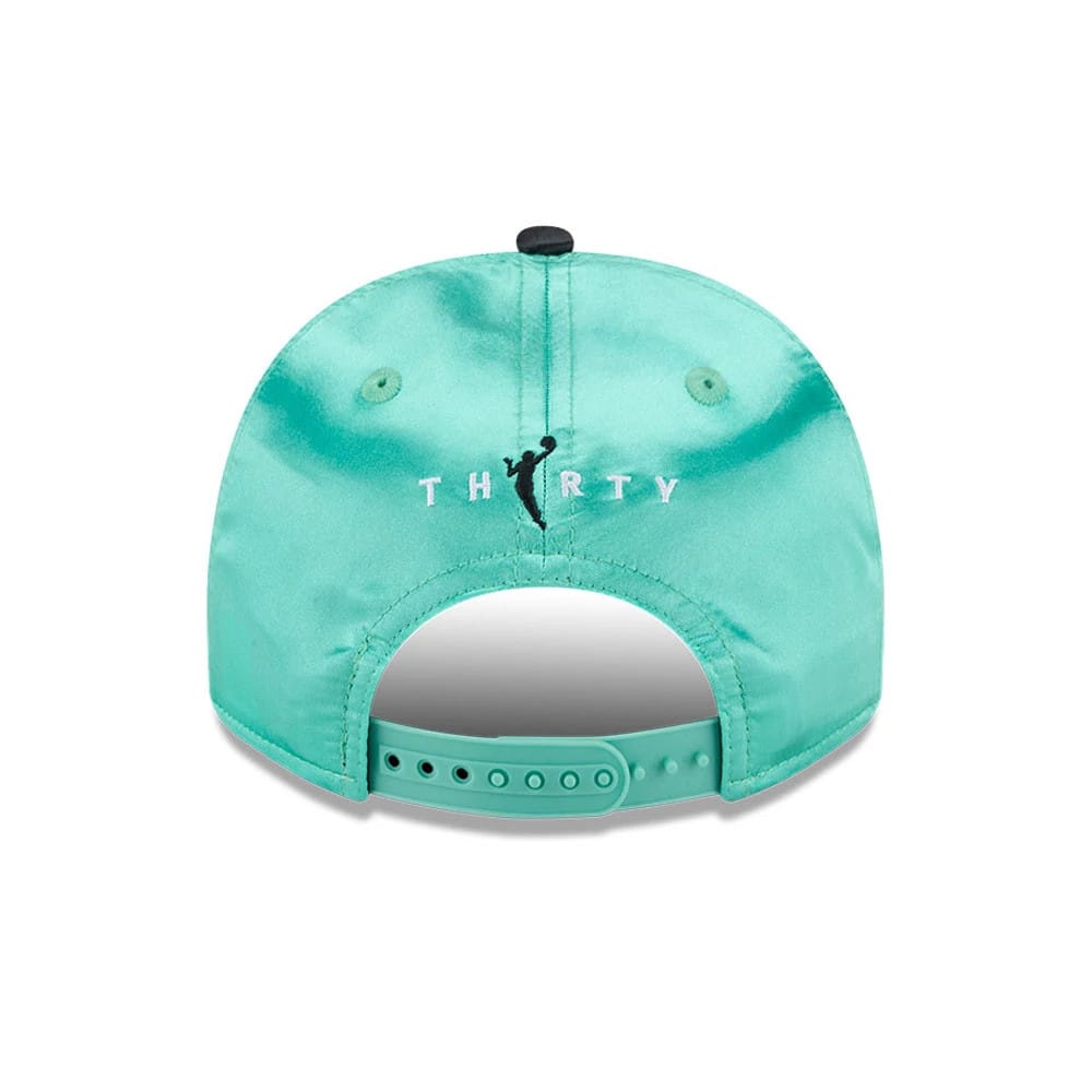 Pictured is this WNBA Draft 2026 New York Liberty 9FIFTY A-Frame Snapback cap in pastel green. 7